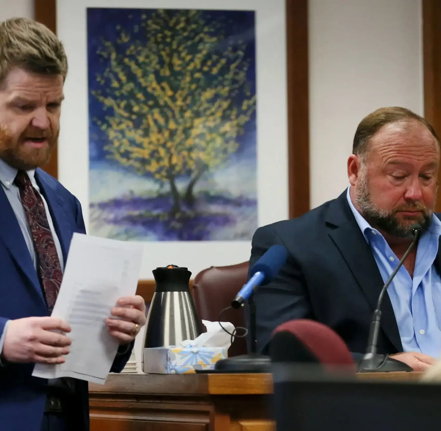 Mark Bankston reading Alex Jones' text messages to him while he is on the stand