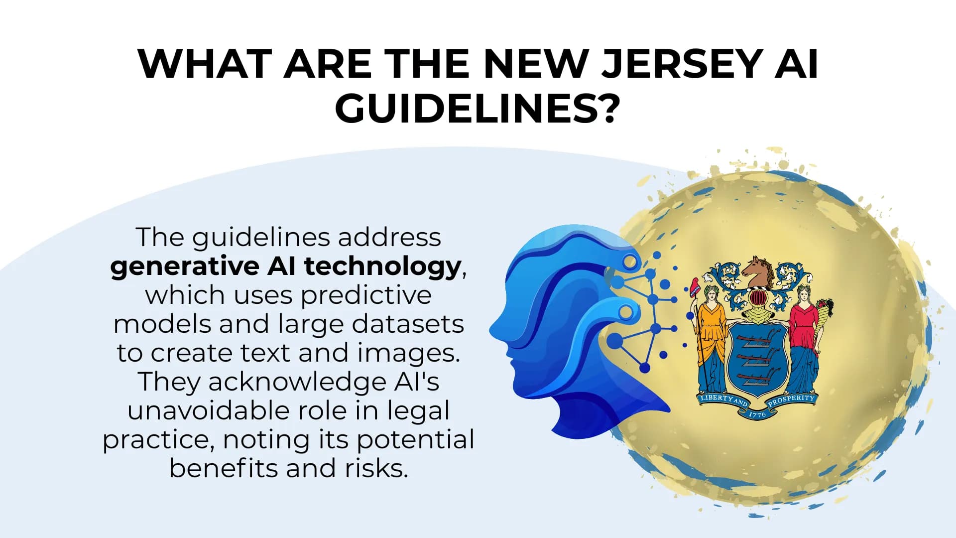AI and New Jersey crest graphic highlights official guidance on managing predictive tech in legal settings responsibly.